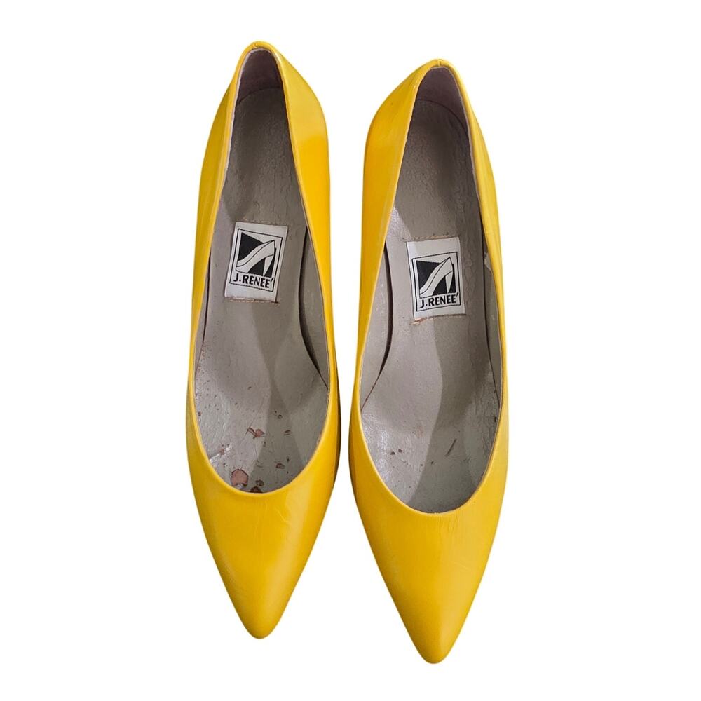 Vintage J. Renee Pointed Toe Leather Pumps Sunflower Size 8M NIB - Picture 2 of 8